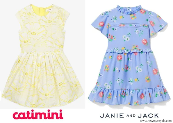 Leonore in Catimini broderie anglaise dress and Adrienne in Janie and Jack ruffle trim floral print dress