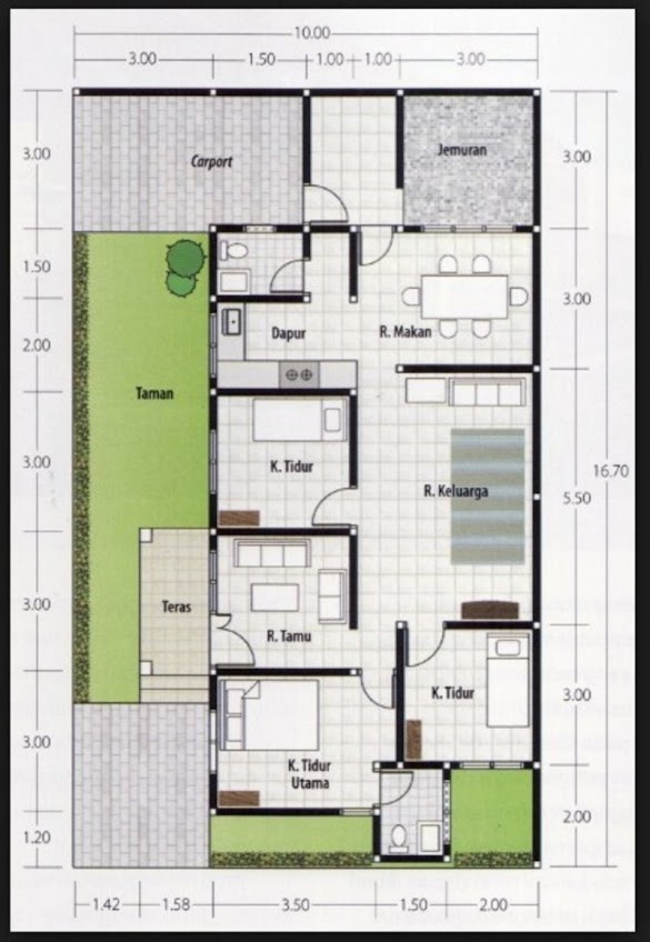 Desain Rumah Minimalis 9x12 3 Kamar