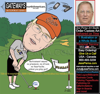 Retirement Golf Caricature Going Away Gift