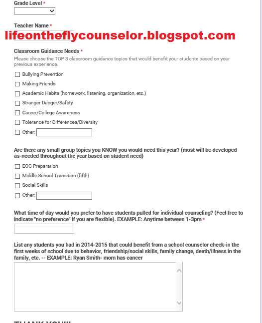 Life On The Fly A School Counselor Blog First 30 Days Part Ii I Also Tried Something A Little Diffe This Year And Sent Needs Essment To My Administrative Team Administrators Are Privy So Much Information