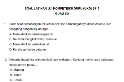 Download 50 Soal Latihan UKG 2015 untuk Guru SD