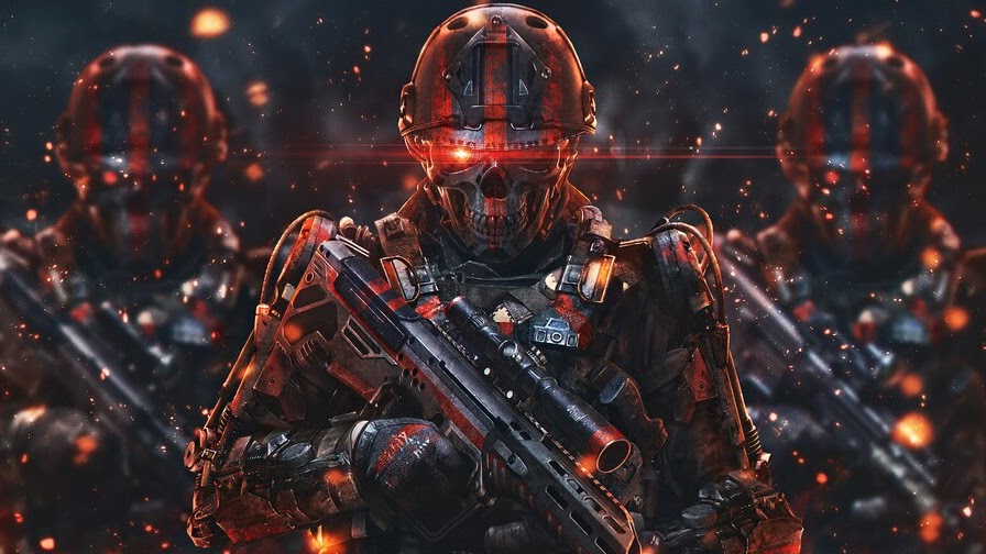 Skull, Soldiers, Sci-Fi, 4K, #6.769
