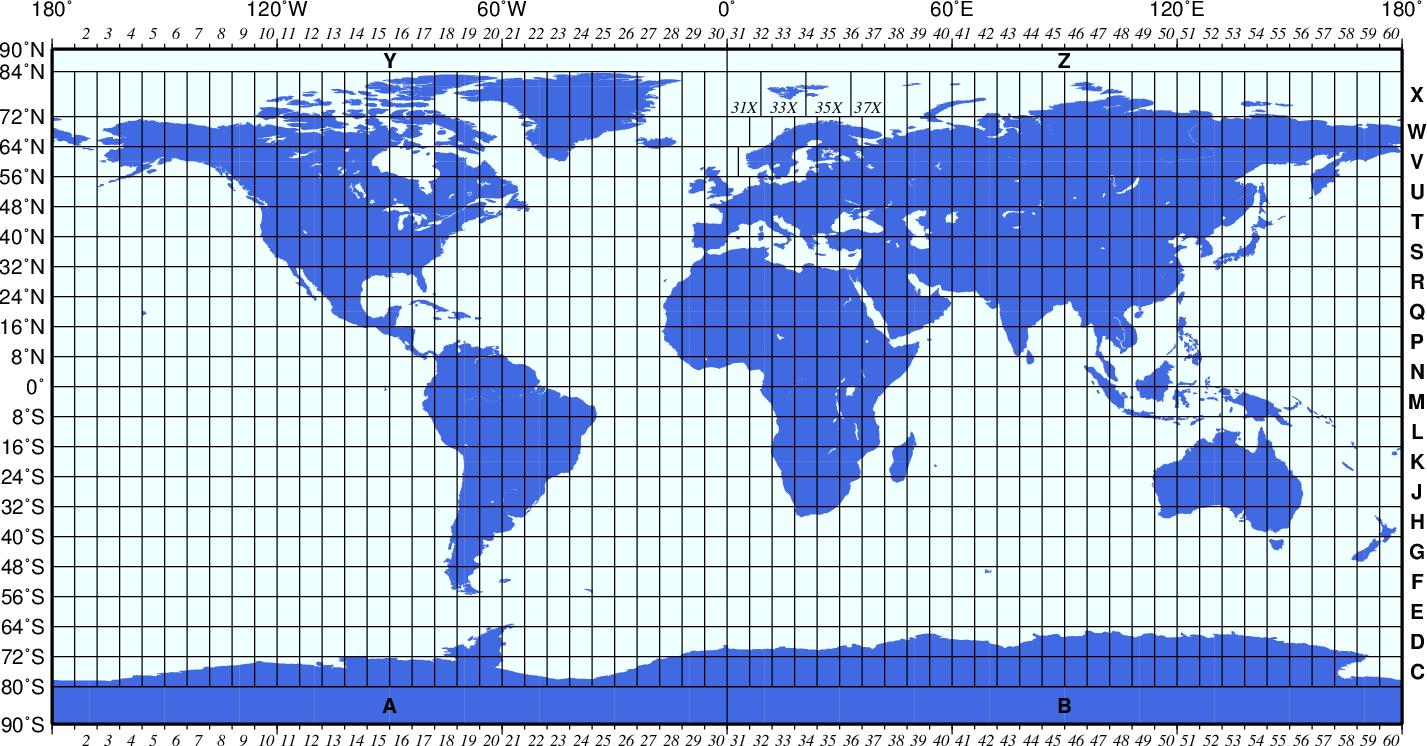 Figure 2 - The Universal Transverse Mercator (UTM) grid