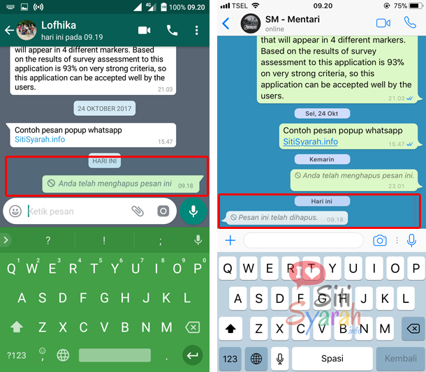 menghapus pesan whatsapp yang salah kirim