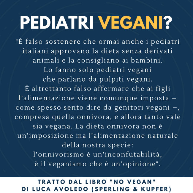 Un brano del libro No Vegan di Luca Avoledo sui bambini vegani