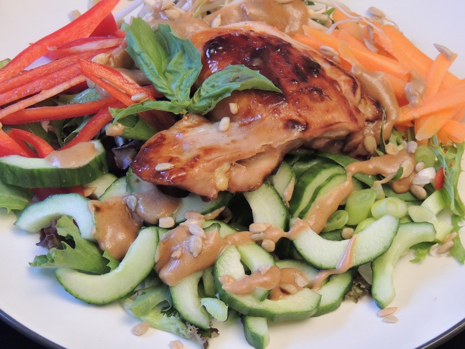 Gas Stove Girl Sweet Chili Chicken Salad with Peanut Dressing