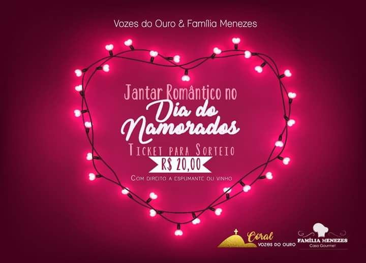 Jantar romântico no Dia dos Namorados em Jacobina; saiba mais