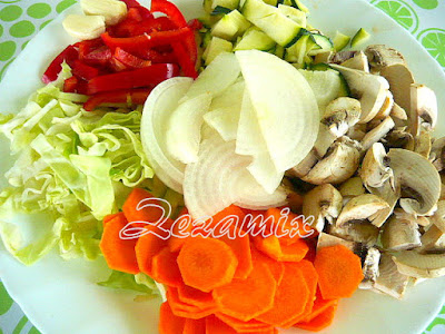Roasted vegetable salad and chickpea