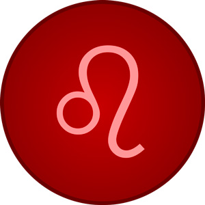 Imagen del signo del zodiaco Leo dentro de un circulo rojo