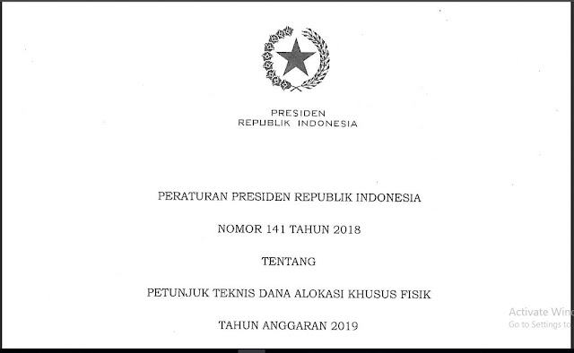 Petunjuk Operasional Dak, Dana Alokasi Khusus Fisik Subbidang