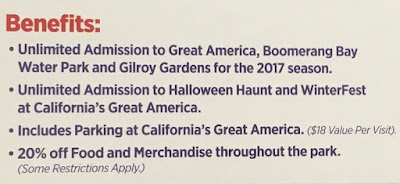 The 2017 Great America Gold Season pass includes free parking