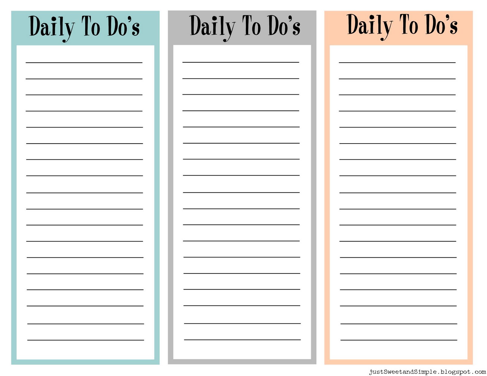just Sweet and Simple: Printable: Little Daily To Do List's