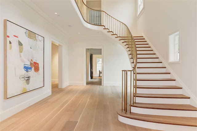 Washington DC luxury mansion Kalorama foyer entry stairway wood floors regency style limestone