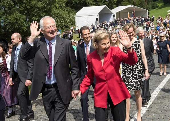 Prince Hans-Adam II, his wife Princess Marie, Prince Alois and his wife Princess Sophie of Liechtenstein attend the National Day