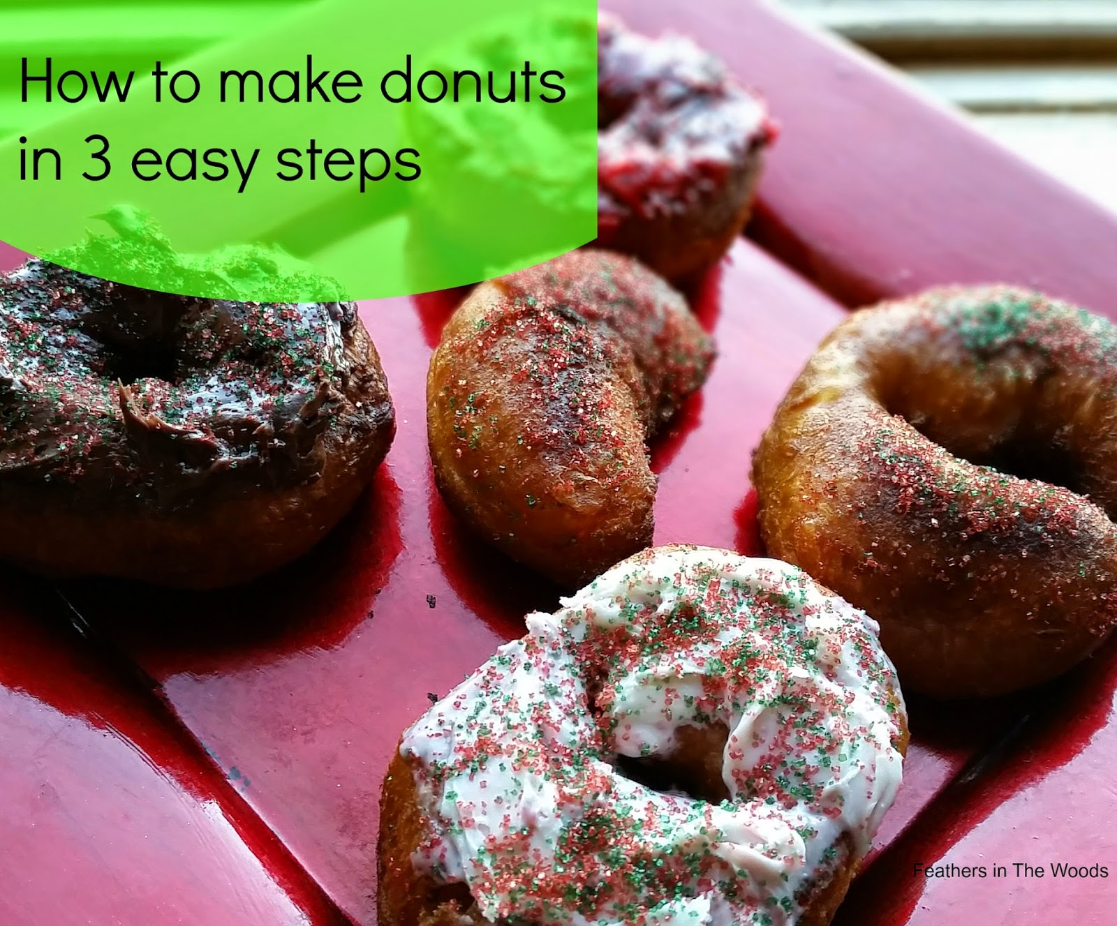 3 ingredient 'Homemade' donuts Feathers in the woods