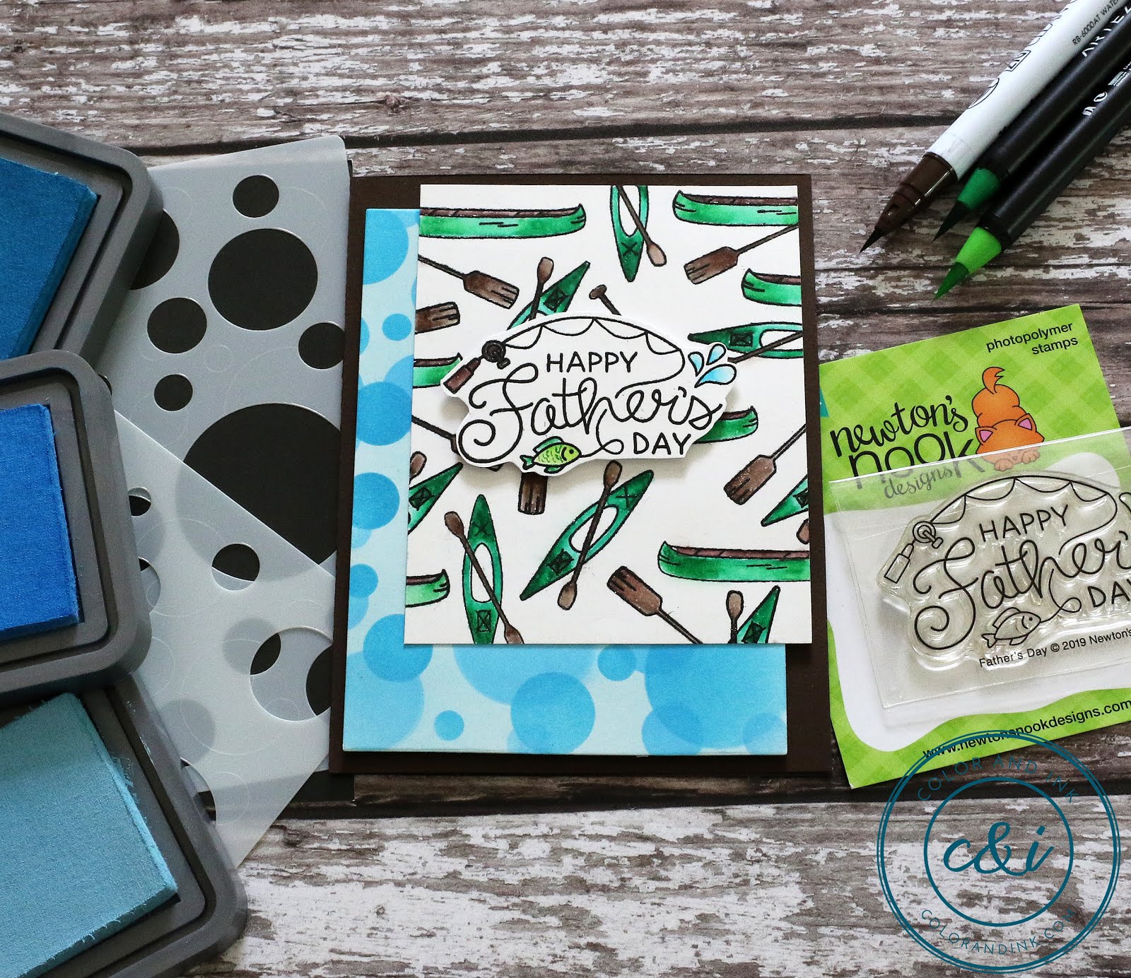 Father's Day Cards by May Guest Designer Anika Mercier | Lake Advice Stamp Set and Bokeh Stencil Set by Newton's Nook Designs #newtonsnook #handmade