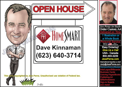 Home Smart Open House Sign Caricature Ads