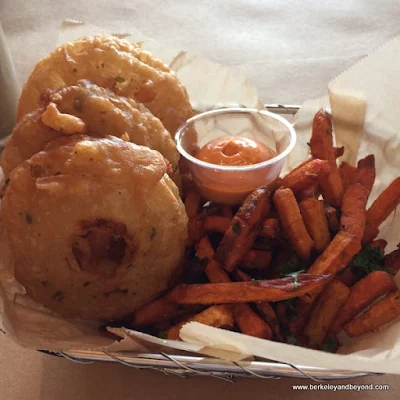 onion rings and sweet potato fries at Farm Burger in Berkeley, California