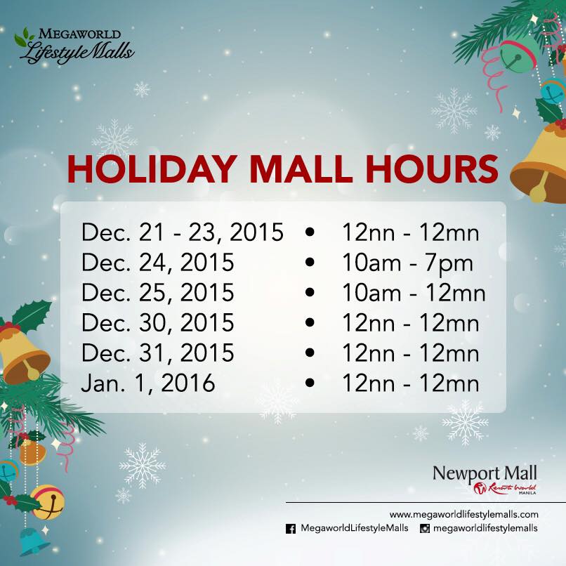 Manila Shopper: Major Malls, Supermarkets & Theme Parks Holiday 2015 Schedule