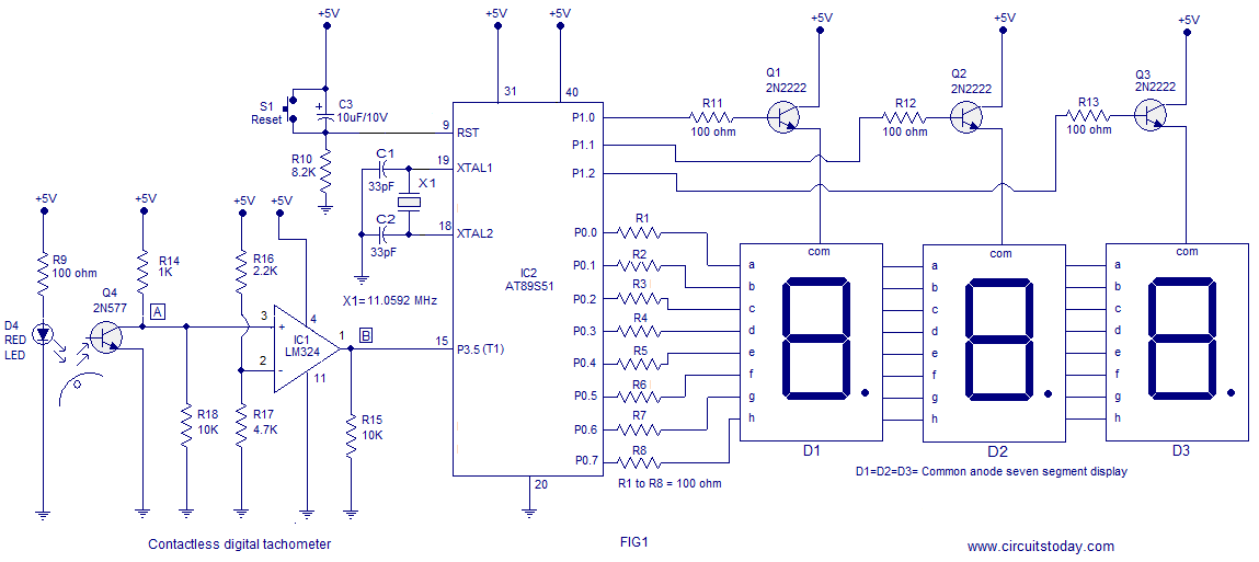 Digital Tachometer Circuit Diagram