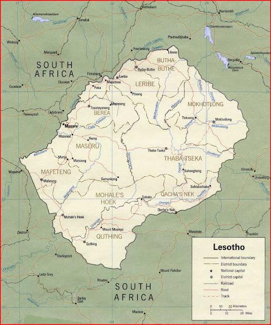 Gambar Peta politik Lesotho 1990
