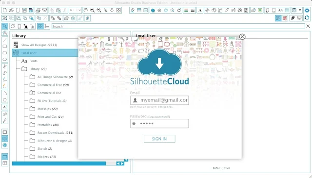 setting up silhouette cloud, silhouette cloud, silhouette studio v3.08.88, silhouette files missing