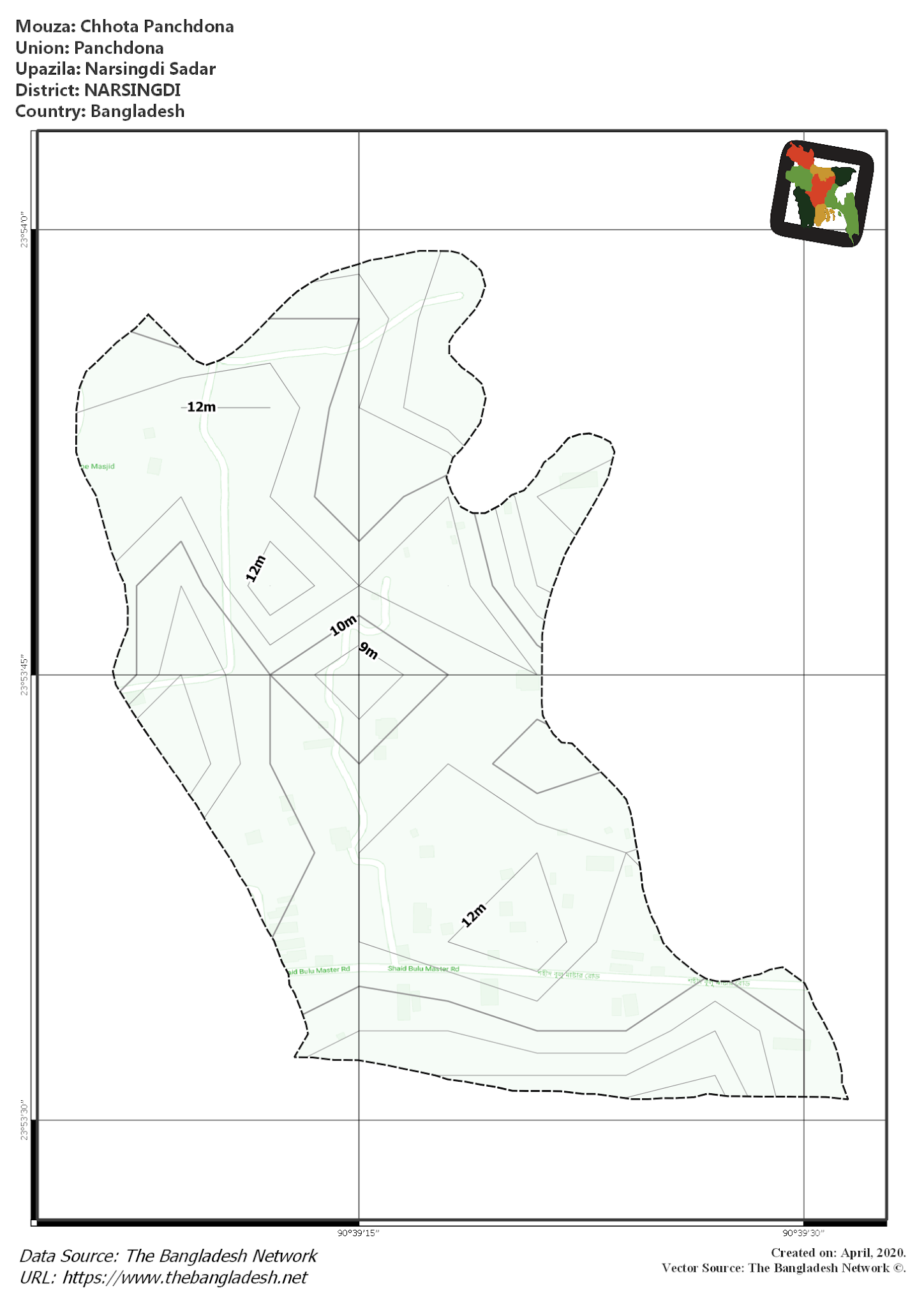 Map of Chhota Panchdona Mouza of Narsingdi Sadar Upazila, NARSINGDI, Bangladesh.
