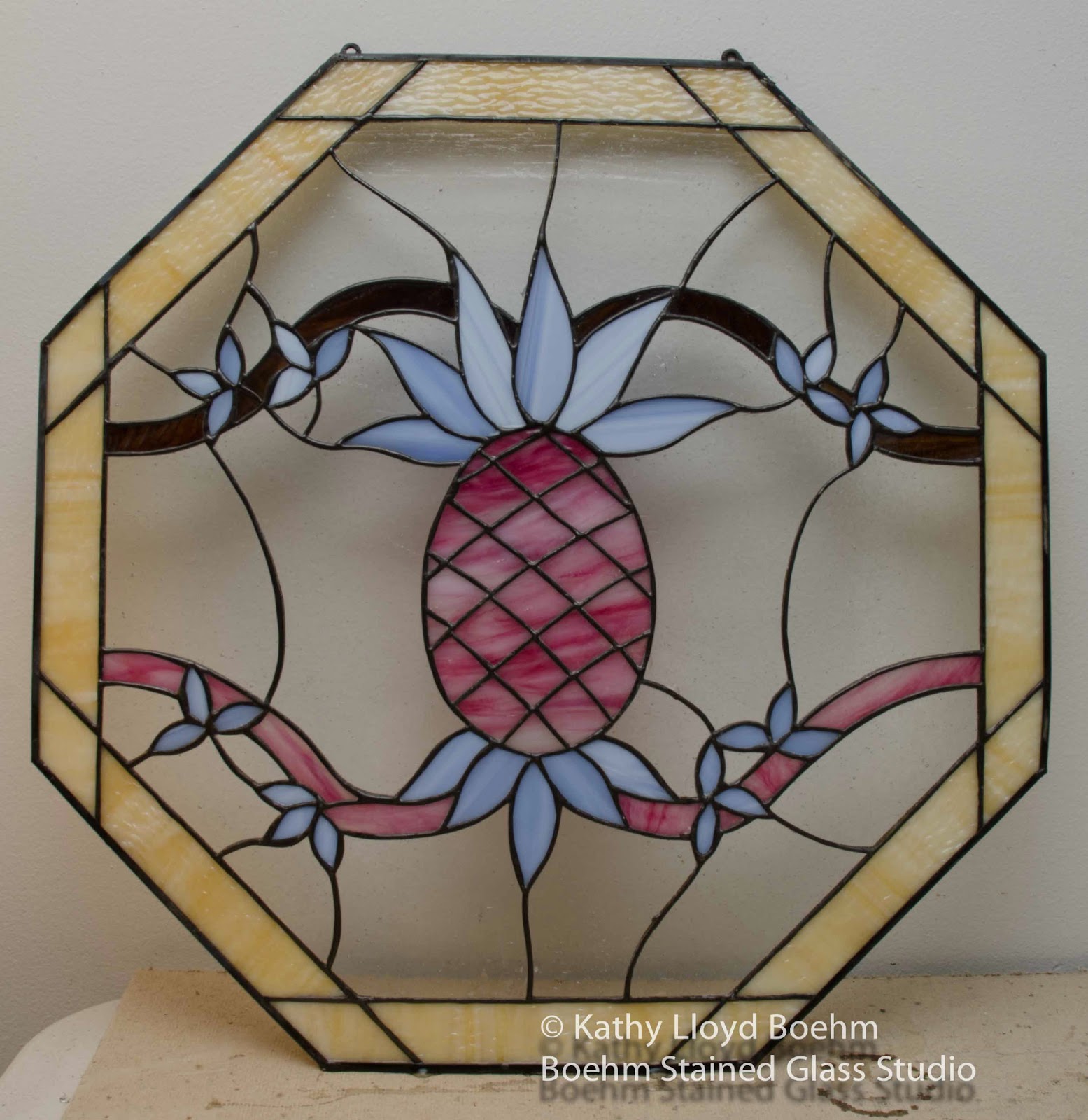 Boehm Stained Glass Blog Octagonal Clear Powder Room Window Installed