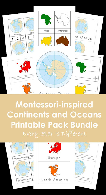 Montessori-inspired Continents and Oceans Printable Pack Bundle