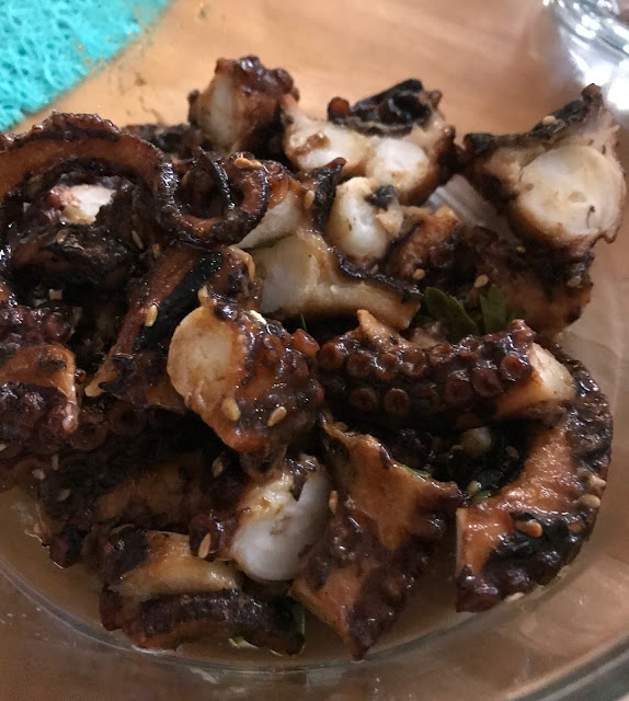 Chef BBQ experience, Mauritius, grilled octopus