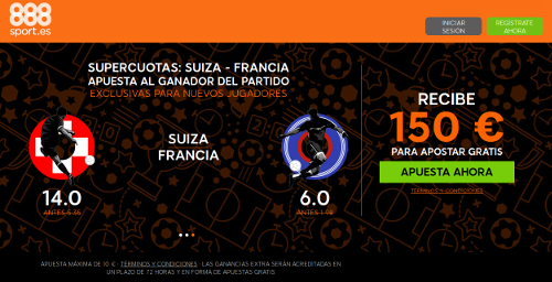 888sport bienvenida 150 euros + supercuota 14 o 6 Suiza o Francia gana 19 junio 888sport bienvenida 150 euros + supercuota 14 o 6 Suiza o Francia gana 19 junio