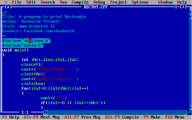 KnowCrazy.com: C++ Program To Print A Rectangle