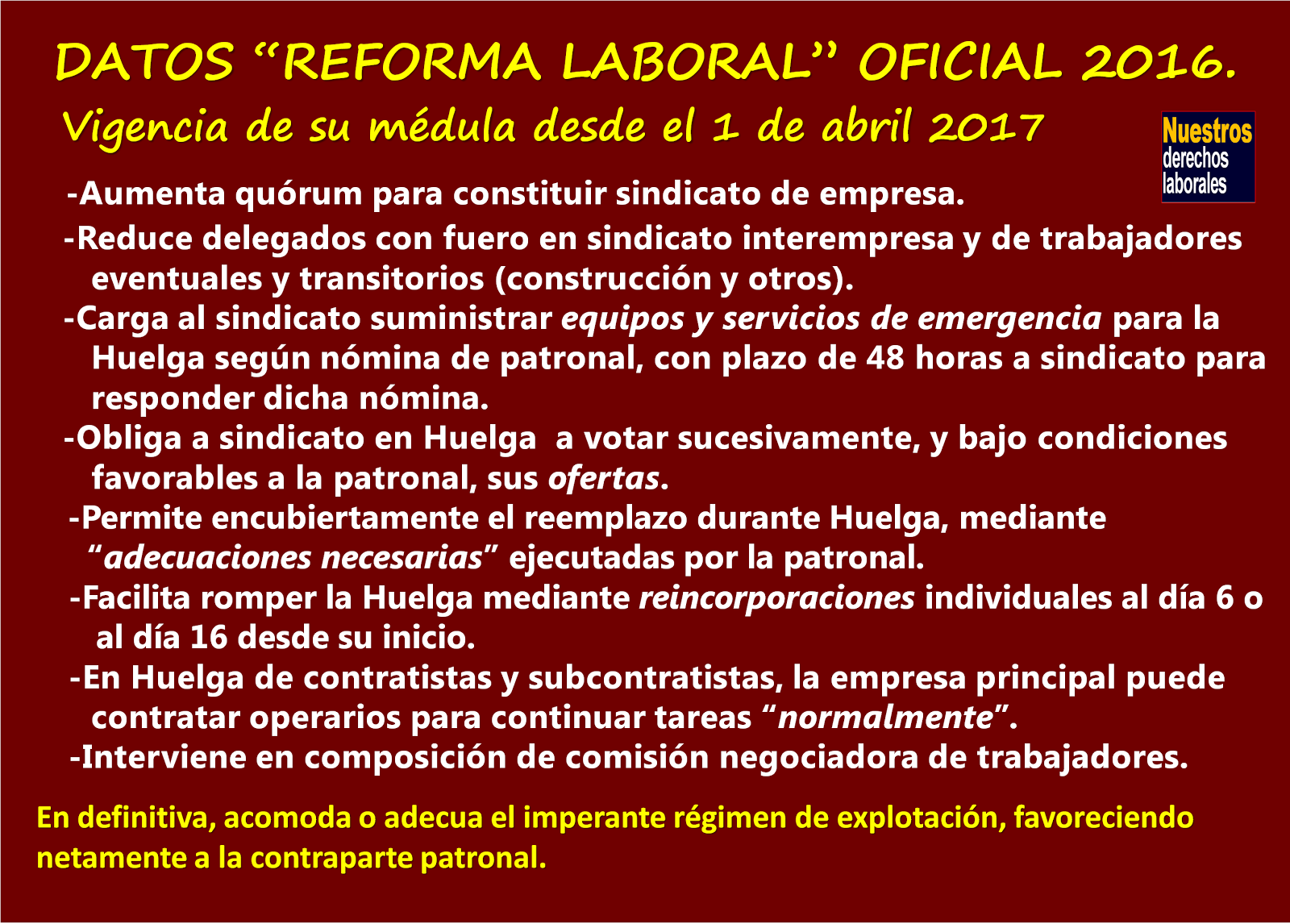 Reforma laboral oficialista. Lo que el Gobierno y su cúpula CUT no dicen.