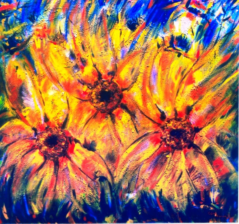 cuadros-abstractos-de-flores-girasoles