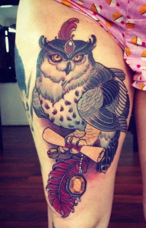 Thigh Owl Tattoo Designs | Fashion's Feel | Tips and Body Care