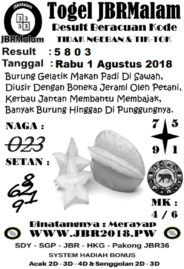 Jbr Malam Forum Syair Harian Shio Jitu Hk 1 Agustus 2018