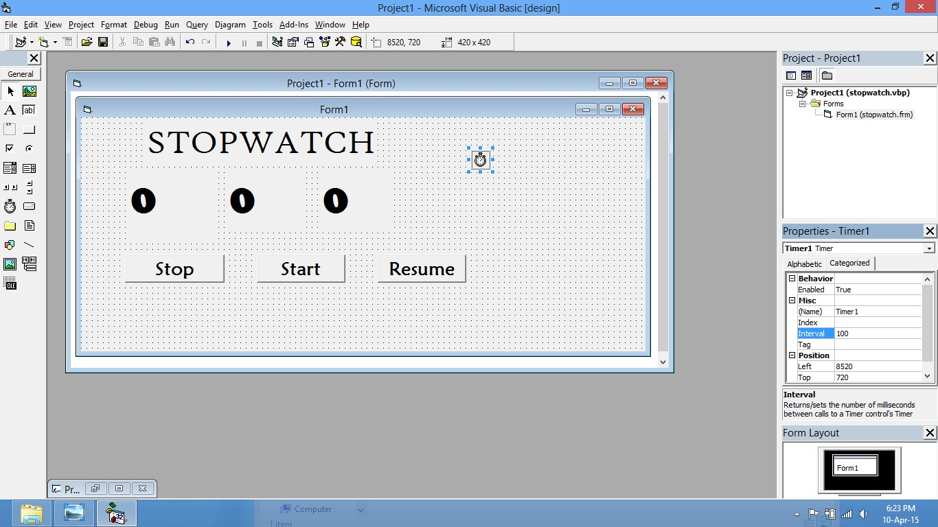 PROGRAM VB STOPWATCH SEDERHANA Catatan ku