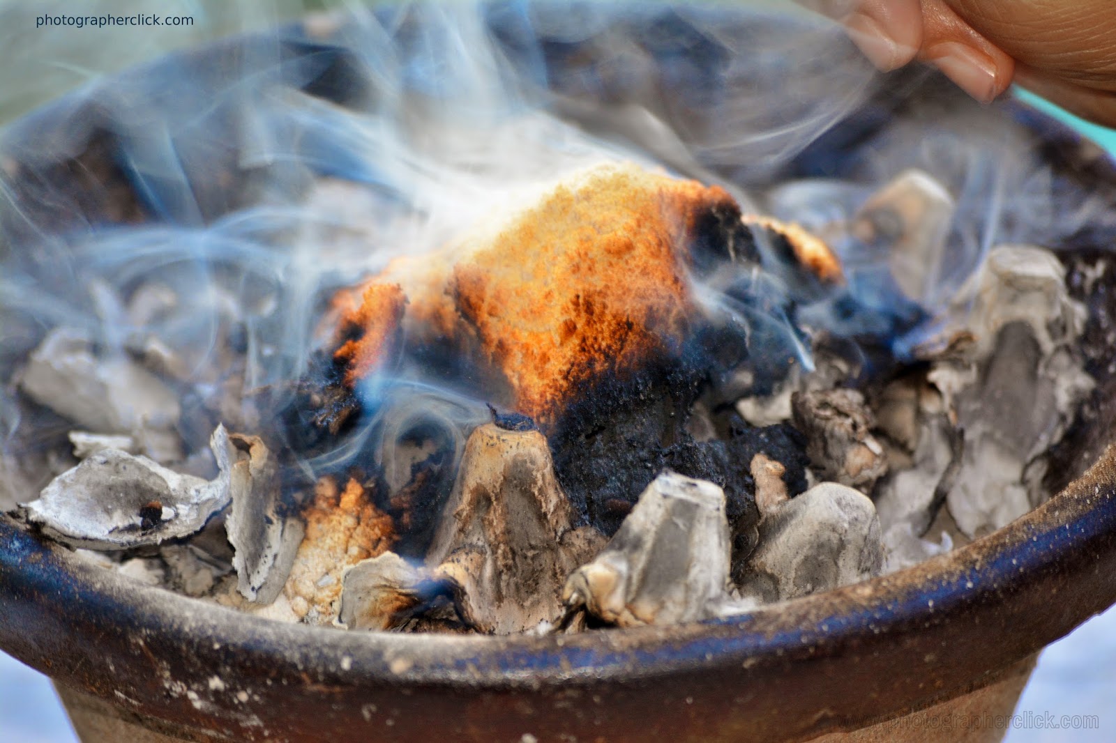 Burning a Egg Tray used as mosquito repellent