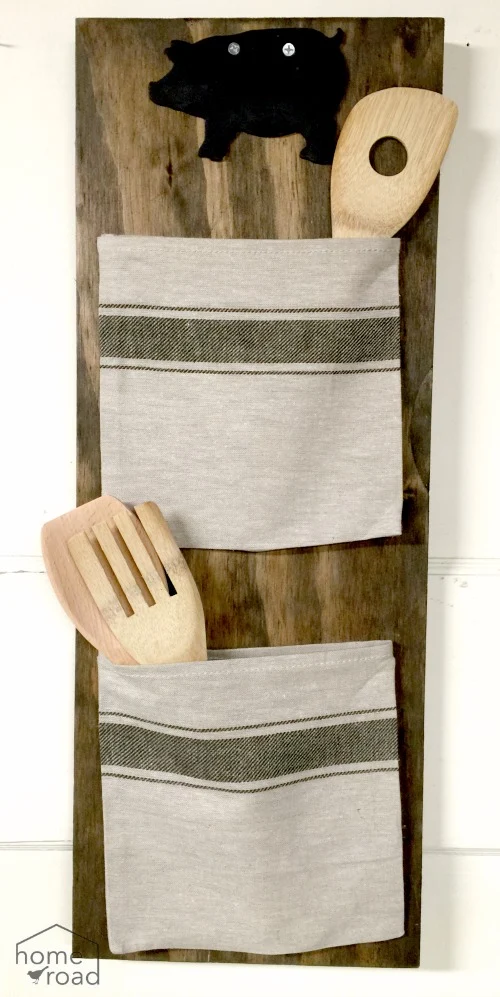 Grain Sack Bag Organizer with wooden spoons