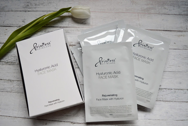 Princess Skincare, Hyaluronic Acid Face Mask, pielęgnacja, Odmładzająca maska z kwasem hialuronowym Princess Skincare, maska w płacie, maska do twarzy, kwas hialuronowy, pielęgnacja twarzy