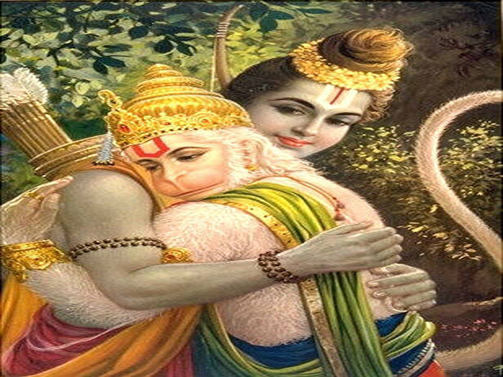 Lord Rama with his parama bhaktha Hanuman- PC wallpaper