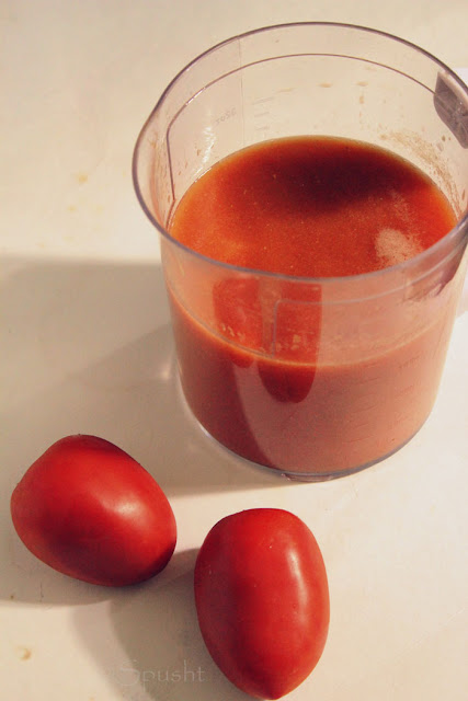 Spusht | to make tomato puree churn tender blanched tomatoes in processor