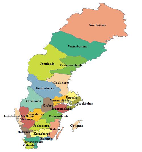 Suedia - harta gjeografike të Suedisë - Shqipëria Express