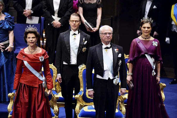 Queen Silvia, Crown Princess Victoria of Sweden and Prince Daniel, Prince Carl Philip and Princess Sofia, Princess Madeleine and Christopher O'Neill, Princess Christina attend the 2015 Nobel Prize Awards Ceremony 