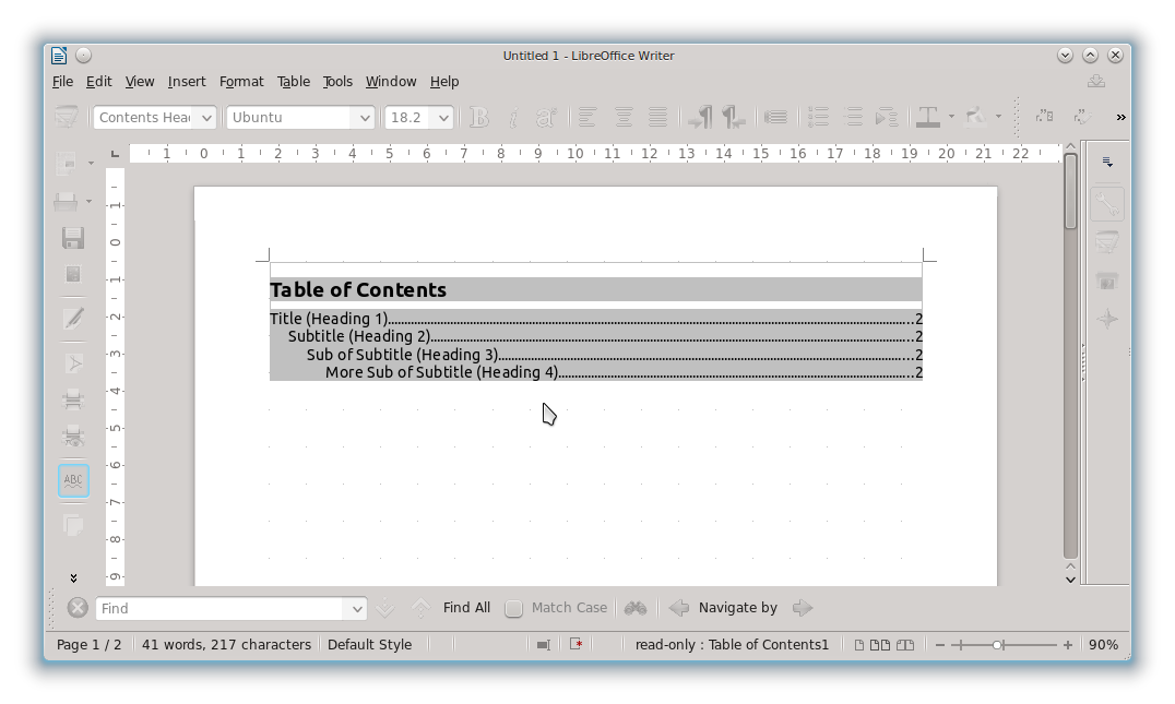 How To Make Automatic Table of Contents in LibreOffice