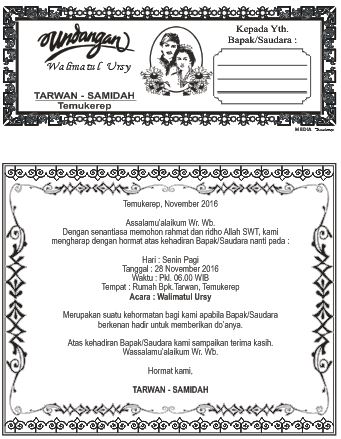 55 Koleksi Contoh Undangan Syukuran Walimatul Ursy Gratis Terbaru Contoh Undangan