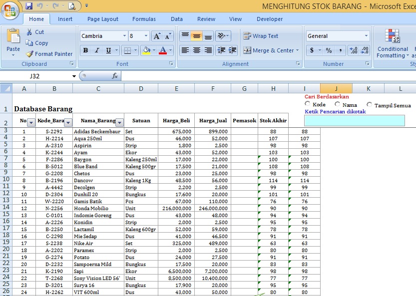 Aplikasi Excel Pembukuan