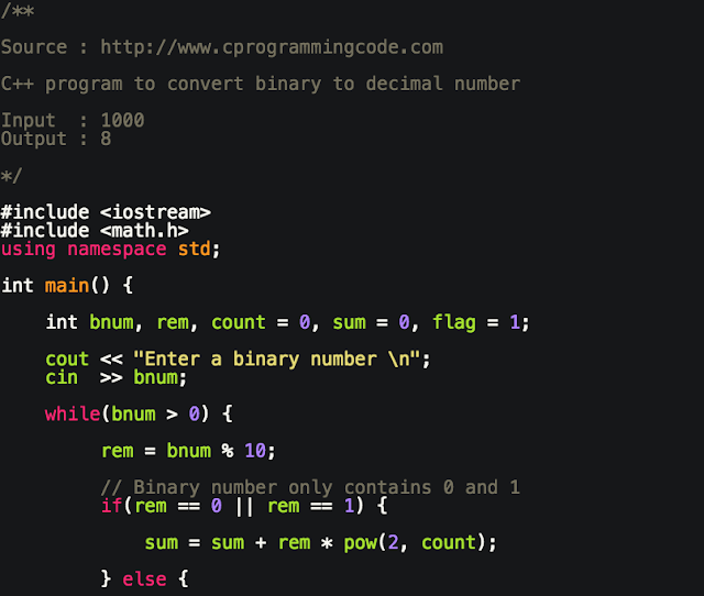 C++ Program to Convert Binary to Decimal Number