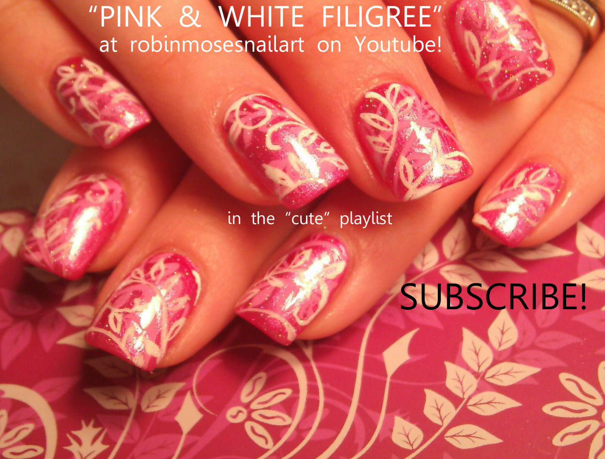 nail design with pink and gold