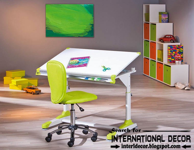 creative study space for kids room, study desk, chair and bookcase ideas